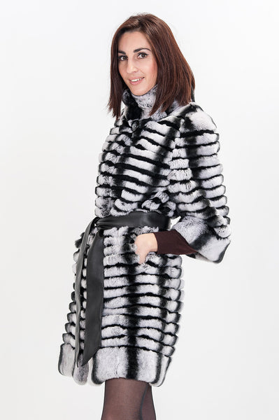 Striped beaver fur coat Stefa