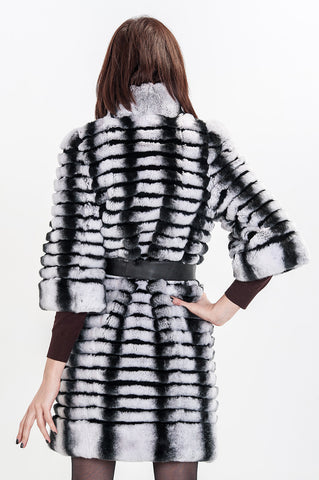 Striped beaver fur coat Stefa