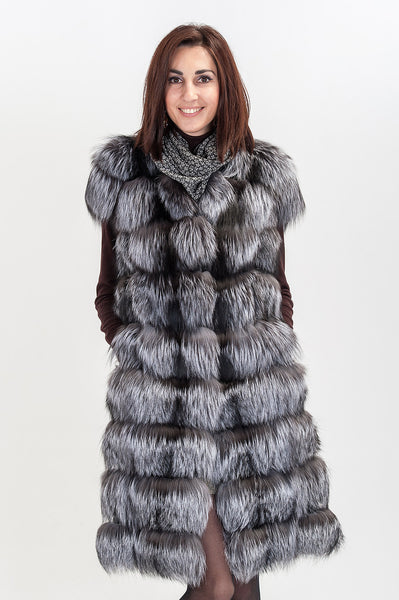 Grey silver fox vest  Jasmine