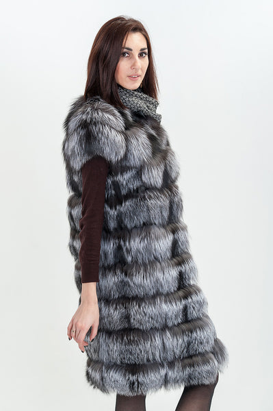 Grey silver fox vest  Jasmine