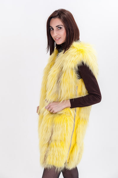 Yellow arctic fox vest Flavia