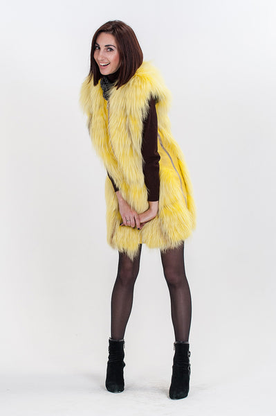 Yellow arctic fox vest Flavia