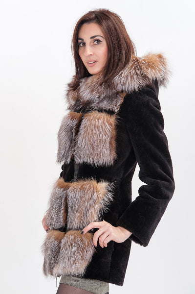 Brown mouton fur coat Olesya