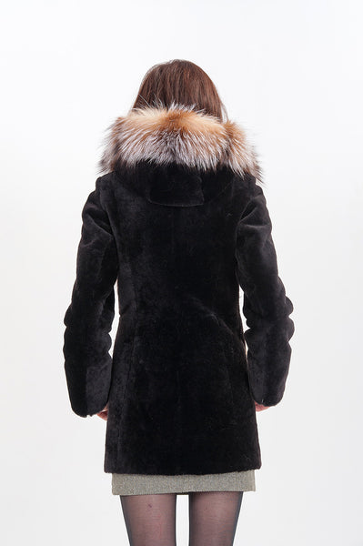 Brown mouton fur coat Olesya