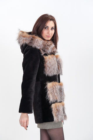 Brown mouton fur coat Olesya