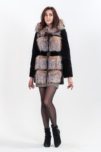 Brown mouton fur coat Olesya