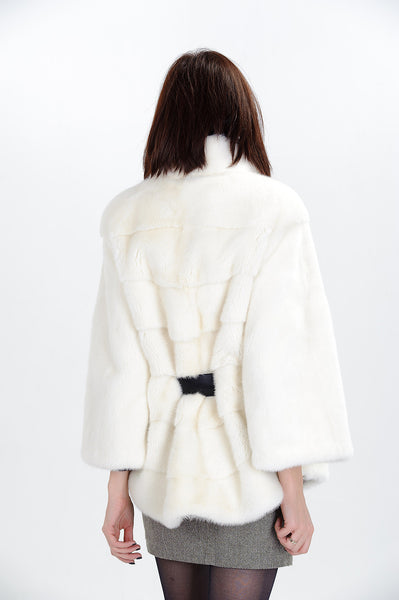 White mink fur coat Tereza