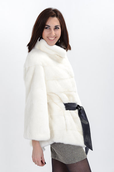 White mink fur coat Tereza