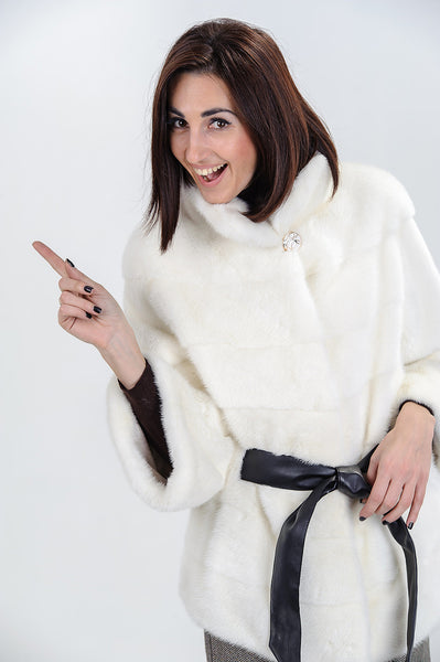 White mink fur coat Tereza