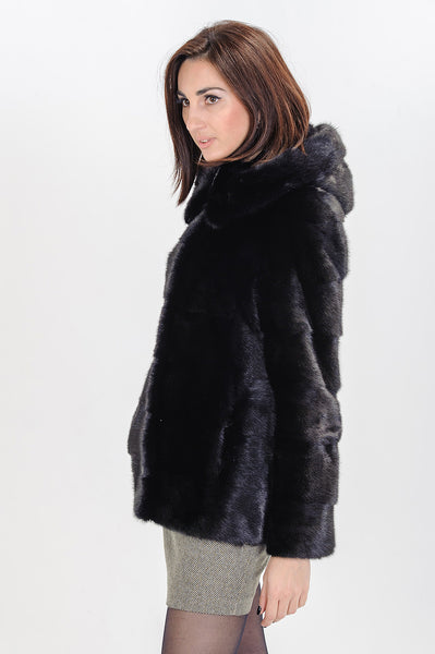 Black mink fur coat Lilia