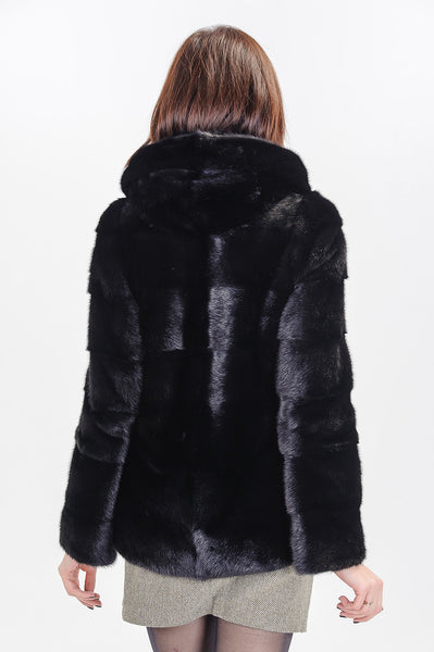 Black mink fur coat Lilia