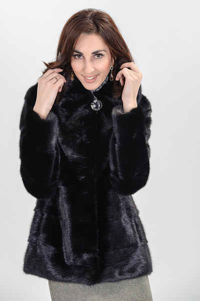 Black mink fur coat Lilia