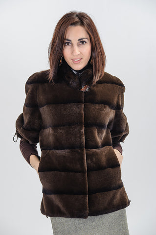 Brown beaver fur coat Laura