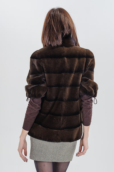 Brown beaver fur coat Laura