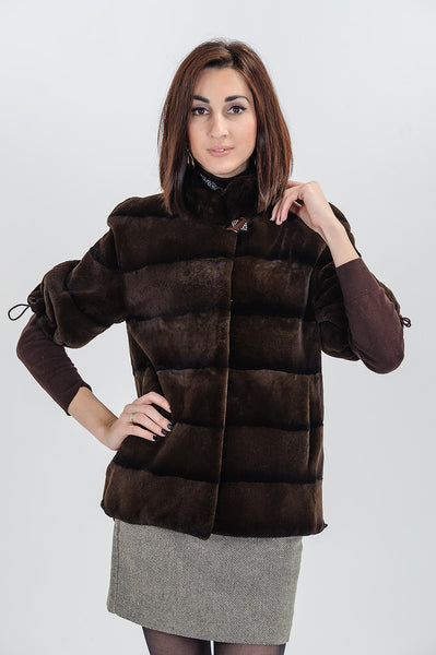 Brown beaver fur coat Laura