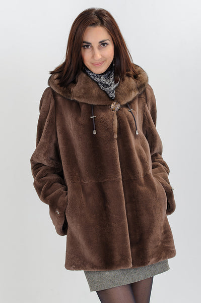 Brown beaver fur coat Sallie