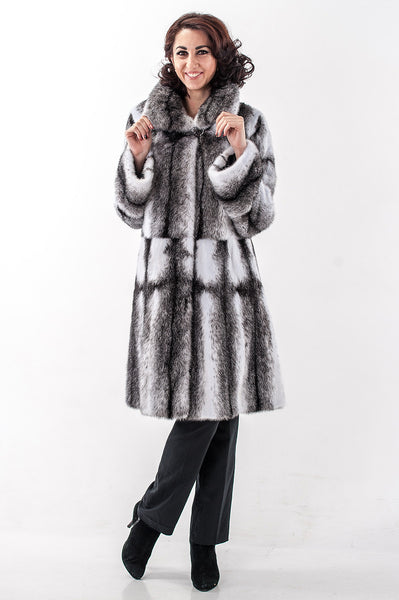 Striped mink fur coat Muse