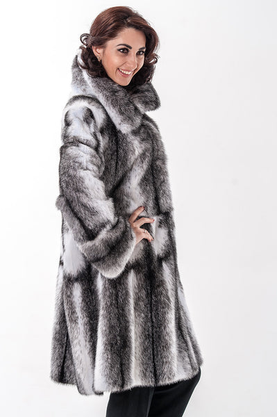 Striped mink fur coat Muse