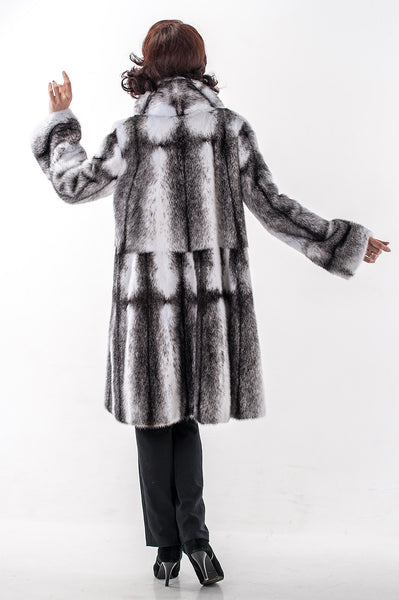 Striped mink fur coat Muse