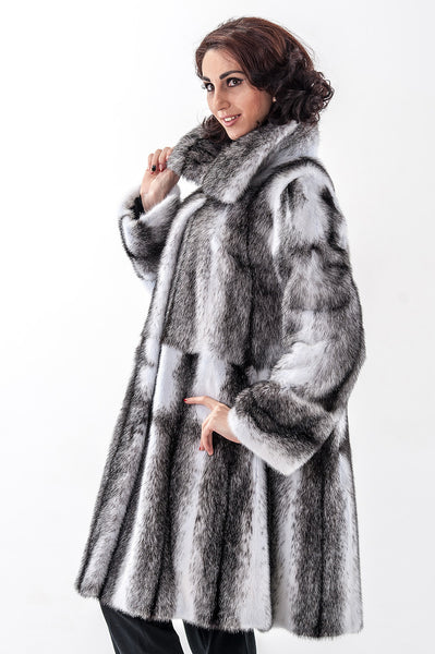 Striped mink fur coat Muse