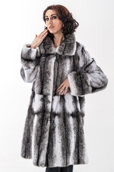 Striped mink fur coat Muse