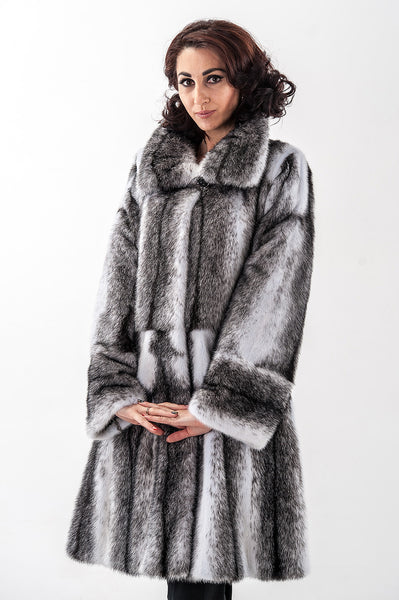 Striped mink fur coat Muse