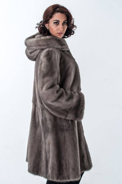 Grey mink fur coat Inga