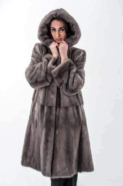 Grey mink fur coat Inga