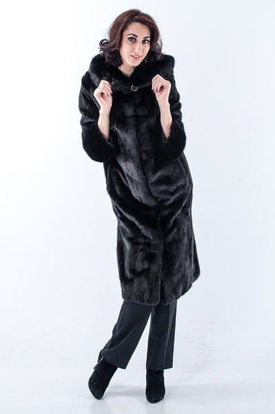 Black mink fur coat Miroslava