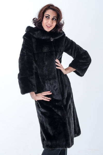 Black mink fur coat Miroslava