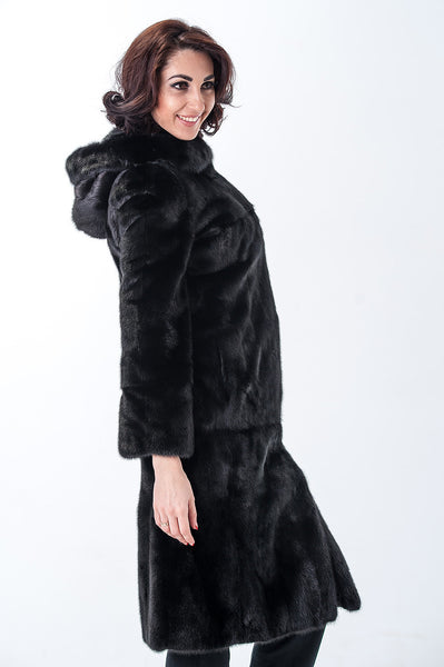 Black mink fur coat Miroslava