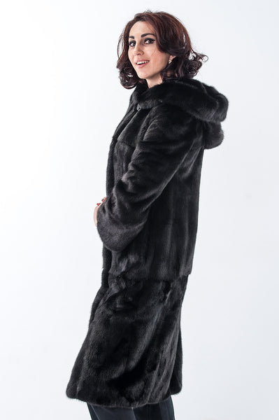 Black mink fur coat Miroslava