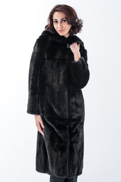 Black mink fur coat Miroslava