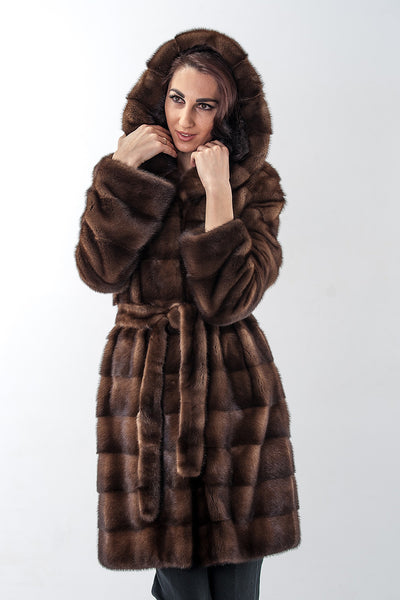 Brown mink fur coat Loren