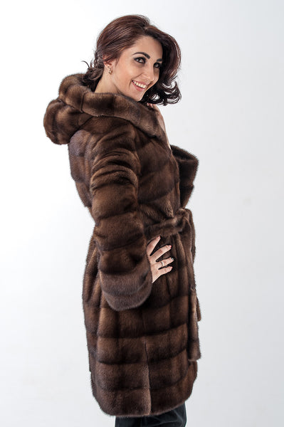 Brown mink fur coat Loren