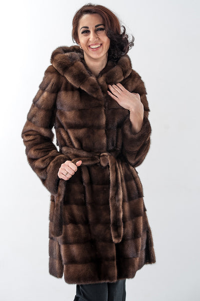 Brown mink fur coat Loren