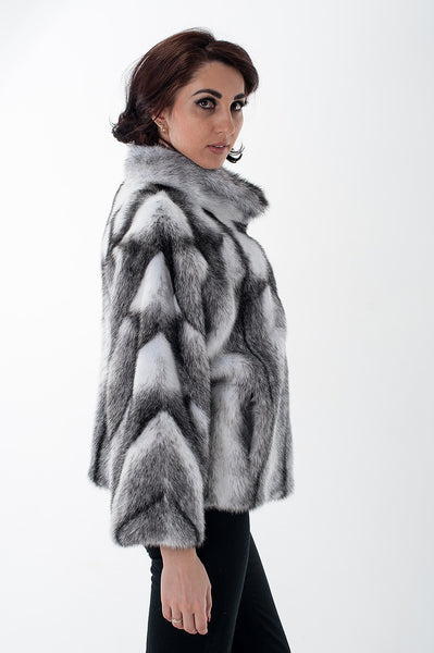 Striped mink fur coat Miliani