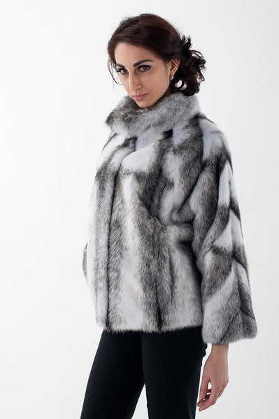 Striped mink fur coat Miliani