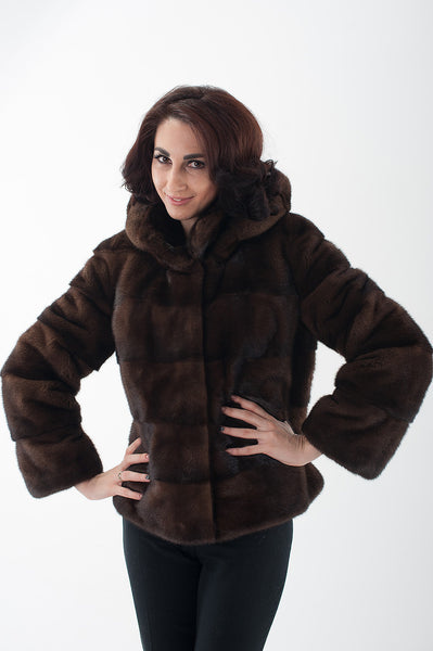 Brown mink fur coat Amalia