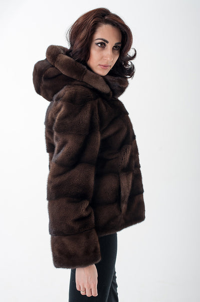 Brown mink fur coat Amalia