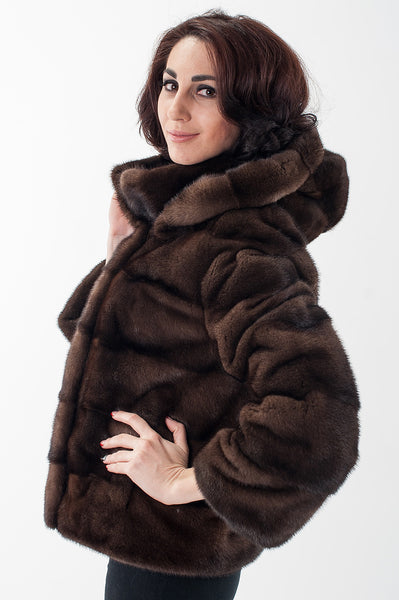 Brown mink fur coat Amalia