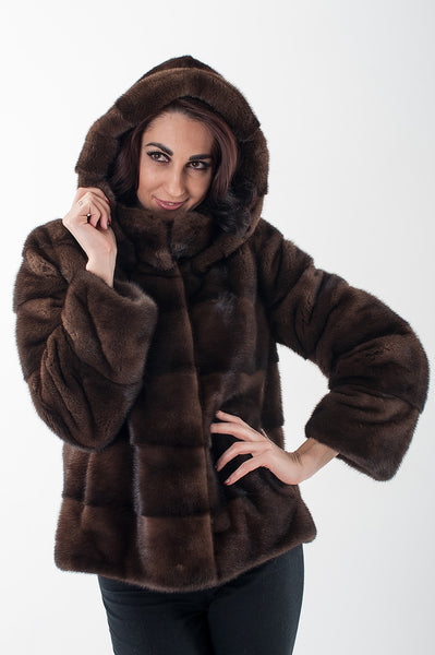 Brown mink fur coat Amalia