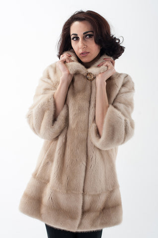 White mink fur coat Madeleine