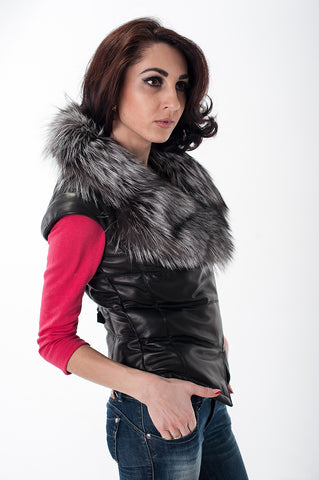 Grey-black silver fox vest  Yanina