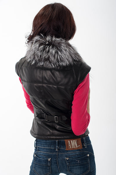 Grey-black silver fox vest  Yanina