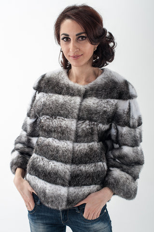 Striped mink fur coat Blanka