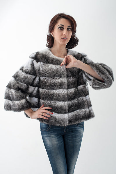 Striped mink fur coat Blanka