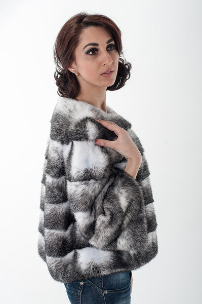 Striped mink fur coat Blanka