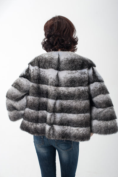 Striped mink fur coat Blanka