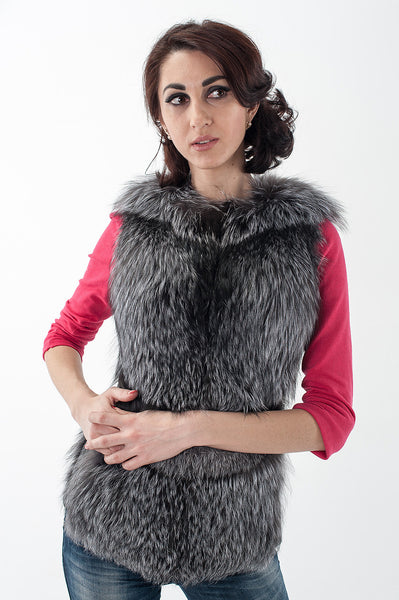 Grey silver fox vest  Sofia